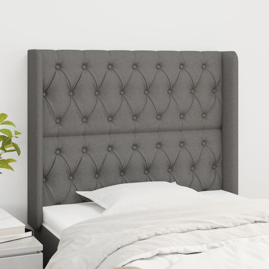 Čelo Postele Typu Ušák Tmavě Šedé 103X16X118/128 Cm Textil