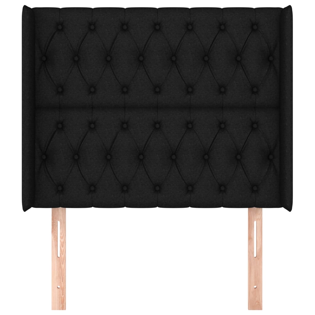 Čelo Postele Typu Ušák Černé 103X16X118/128 Cm Textil