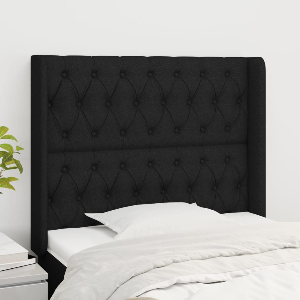 Čelo Postele Typu Ušák Černé 103X16X118/128 Cm Textil