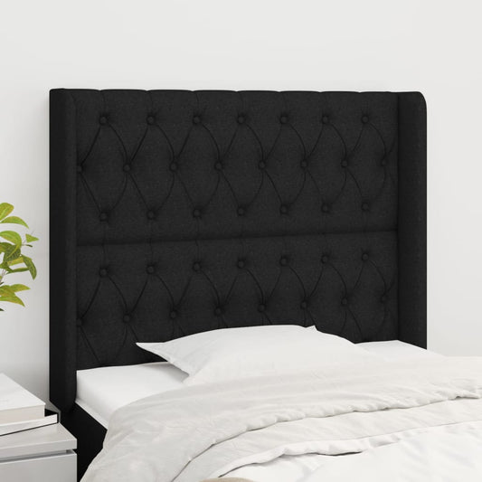 Čelo Postele Typu Ušák Černé 103X16X118/128 Cm Textil