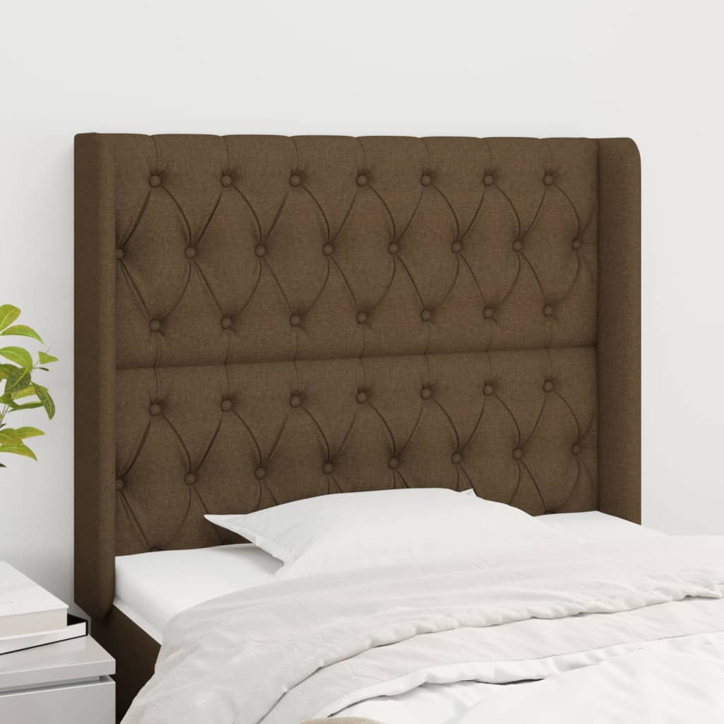 Čelo Postele Typu Ušák Tmavě Hnědé 103X16X118/128 Cm Textil