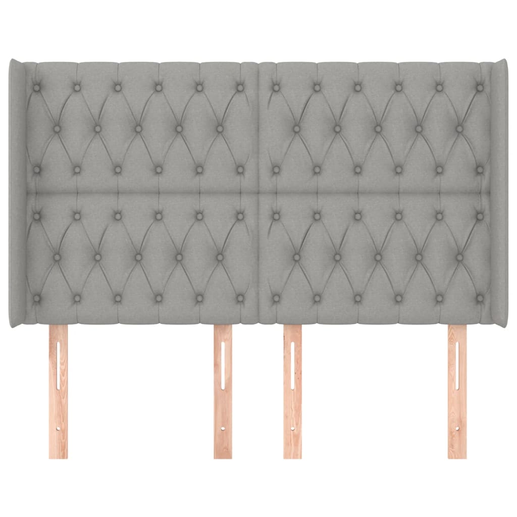 Čelo Postele Typu Ušák Světle Šedé 147X16X118/128 Cm Textil