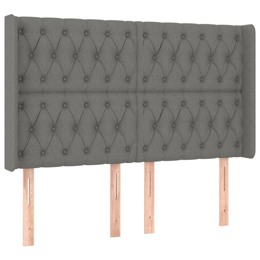 Čelo Postele Typu Ušák Tmavě Šedé 147X16X118/128 Cm Textil