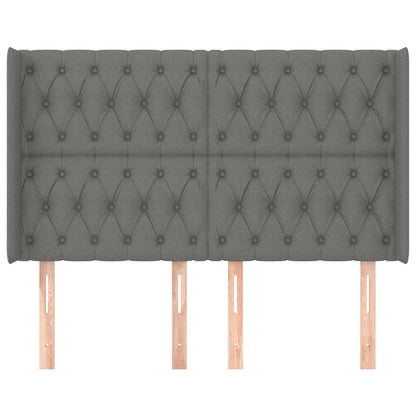 Čelo Postele Typu Ušák Tmavě Šedé 147X16X118/128 Cm Textil