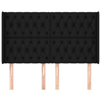 Čelo Postele Typu Ušák Černé 147X16X118/128 Cm Textil