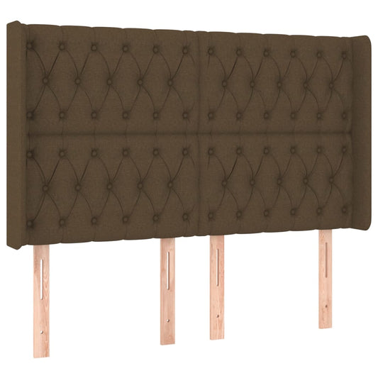 Čelo Postele Typu Ušák Tmavě Hnědé 147X16X118/128 Cm Textil