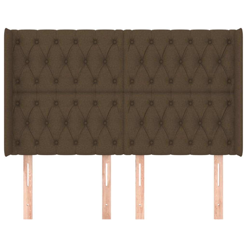 Čelo Postele Typu Ušák Tmavě Hnědé 147X16X118/128 Cm Textil
