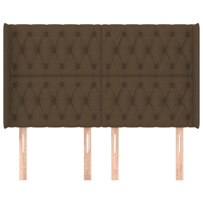 Čelo Postele Typu Ušák Tmavě Hnědé 147X16X118/128 Cm Textil