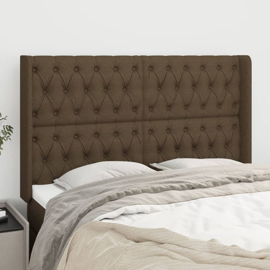 Čelo Postele Typu Ušák Tmavě Hnědé 147X16X118/128 Cm Textil