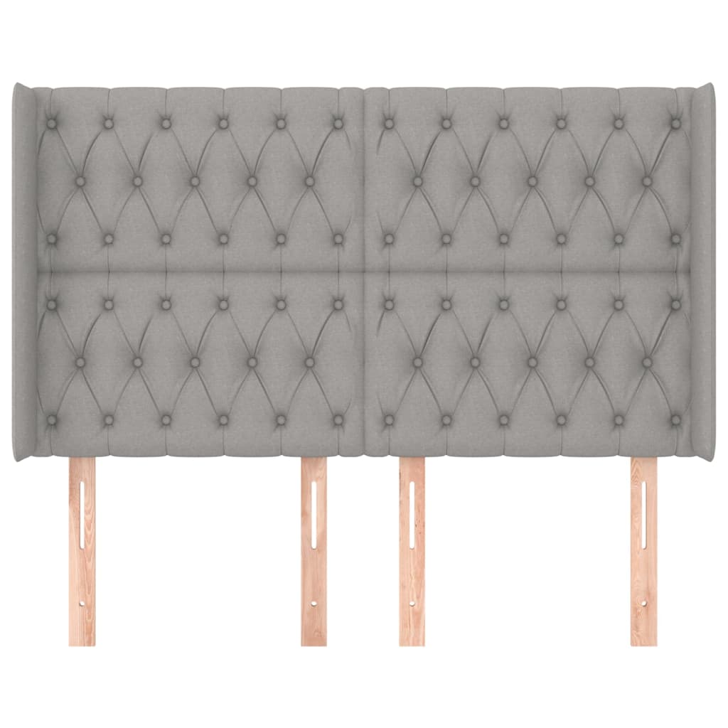 Čelo Postele Typu Ušák Světle Šedé 163X16X118/128 Cm Textil