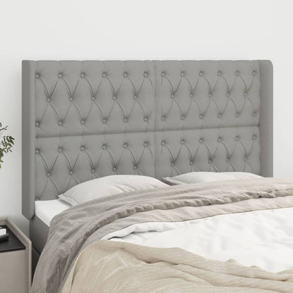 Čelo Postele Typu Ušák Světle Šedé 163X16X118/128 Cm Textil