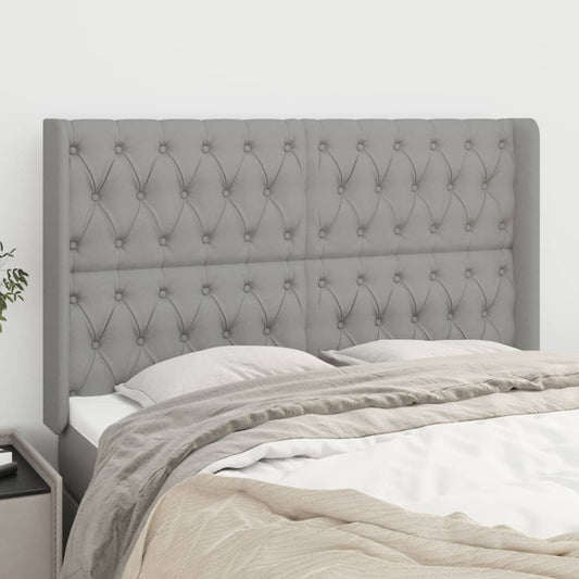 Čelo Postele Typu Ušák Světle Šedé 163X16X118/128 Cm Textil
