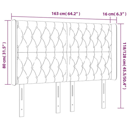 Čelo Postele Typu Ušák Tmavě Šedé 163X16X118/128 Cm Textil