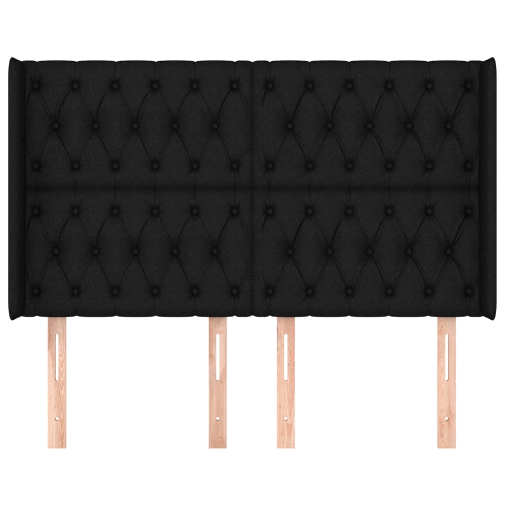 Čelo Postele Typu Ušák Černé 163X16X118/128 Cm Textil
