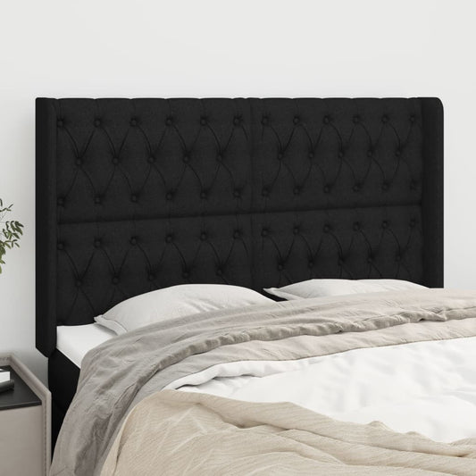 Čelo Postele Typu Ušák Černé 163X16X118/128 Cm Textil