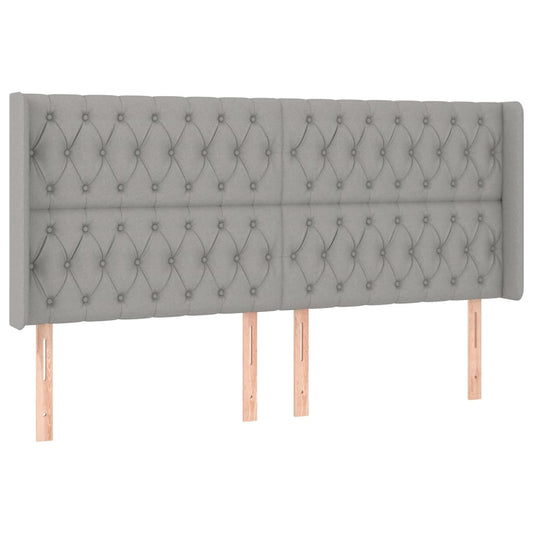 Čelo Postele Typu Ušák Světle Šedé 183X16X118/128 Cm Textil