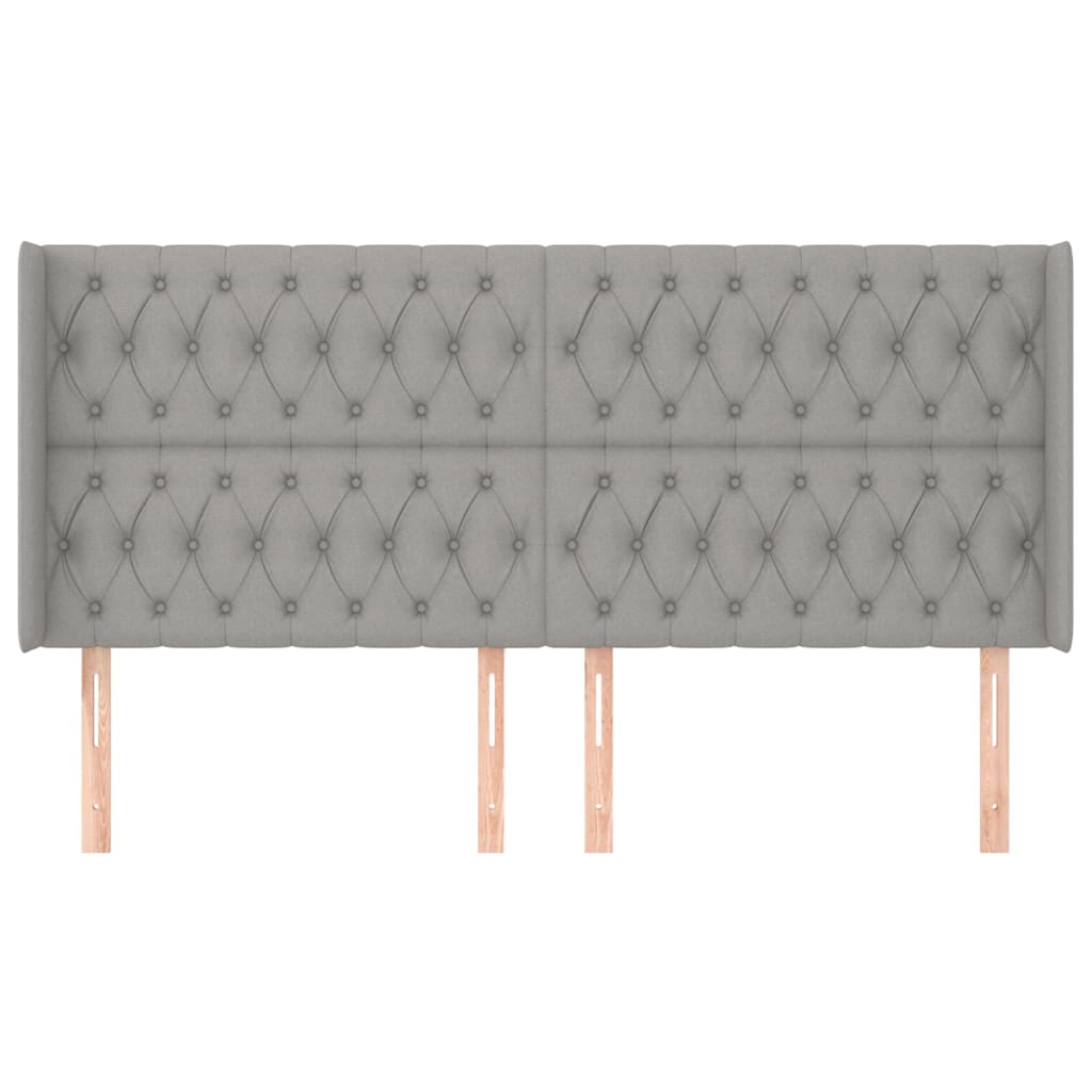 Čelo Postele Typu Ušák Světle Šedé 183X16X118/128 Cm Textil