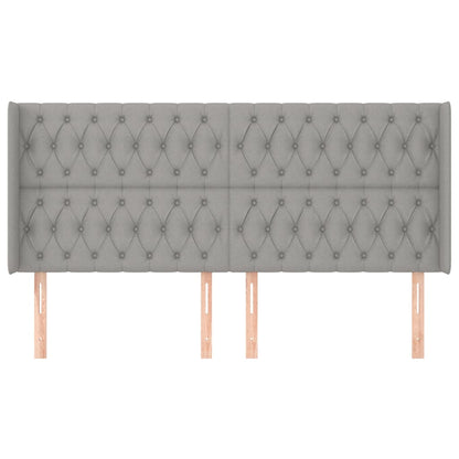 Čelo Postele Typu Ušák Světle Šedé 183X16X118/128 Cm Textil