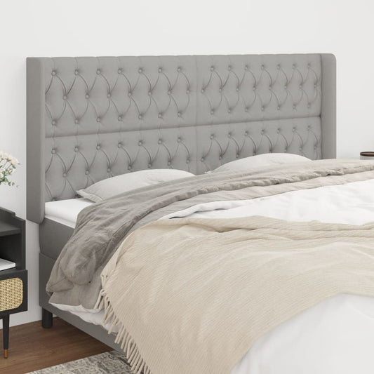 Čelo Postele Typu Ušák Světle Šedé 183X16X118/128 Cm Textil
