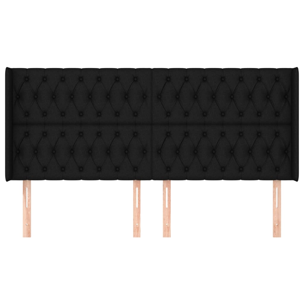 Čelo Postele Typu Ušák Černé 183X16X118/128 Cm Textil
