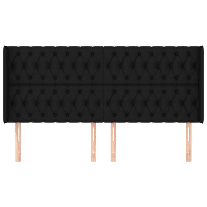 Čelo Postele Typu Ušák Černé 183X16X118/128 Cm Textil