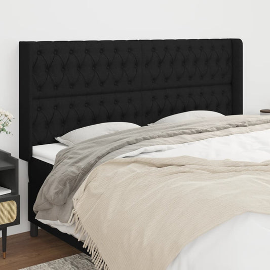 Čelo Postele Typu Ušák Černé 183X16X118/128 Cm Textil