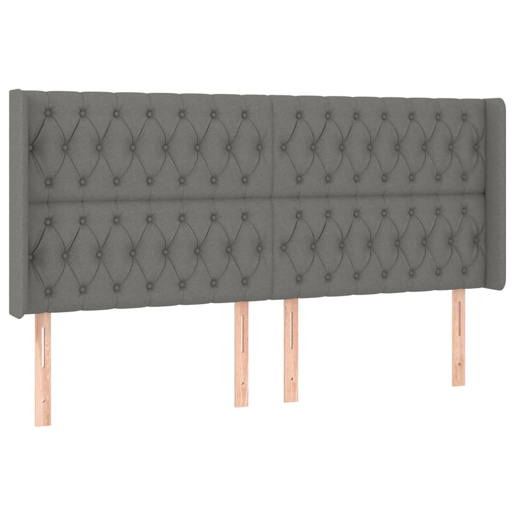 Čelo Postele Typu Ušák Tmavě Šedé 203X16X118/128 Cm Textil