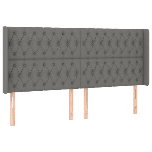 Čelo Postele Typu Ušák Tmavě Šedé 203X16X118/128 Cm Textil