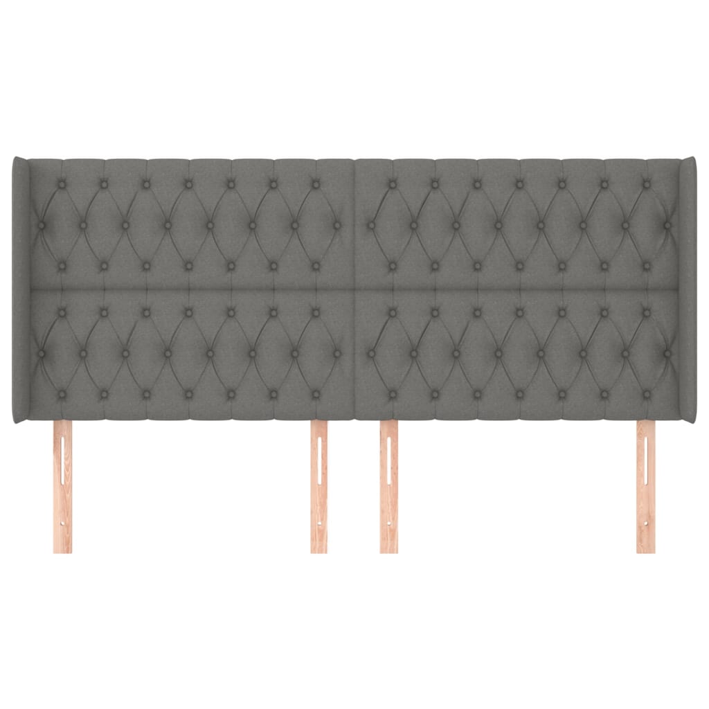 Čelo Postele Typu Ušák Tmavě Šedé 203X16X118/128 Cm Textil