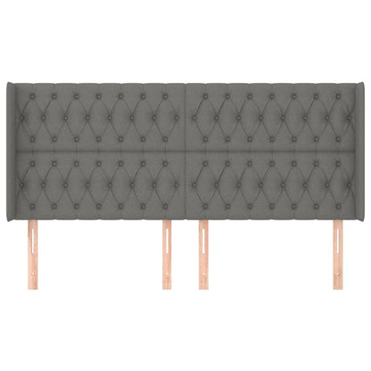Čelo Postele Typu Ušák Tmavě Šedé 203X16X118/128 Cm Textil