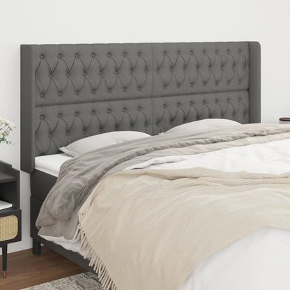 Čelo Postele Typu Ušák Tmavě Šedé 203X16X118/128 Cm Textil