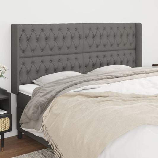 Čelo Postele Typu Ušák Tmavě Šedé 203X16X118/128 Cm Textil