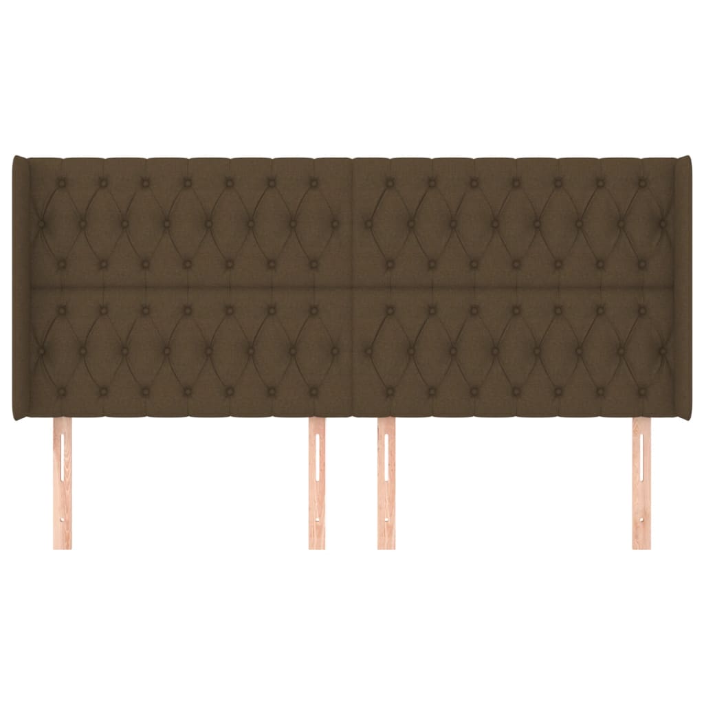 Čelo Postele Typu Ušák Tmavě Hnědé 203X16X118/128 Cm Textil