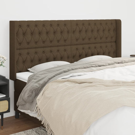 Čelo Postele Typu Ušák Tmavě Hnědé 203X16X118/128 Cm Textil