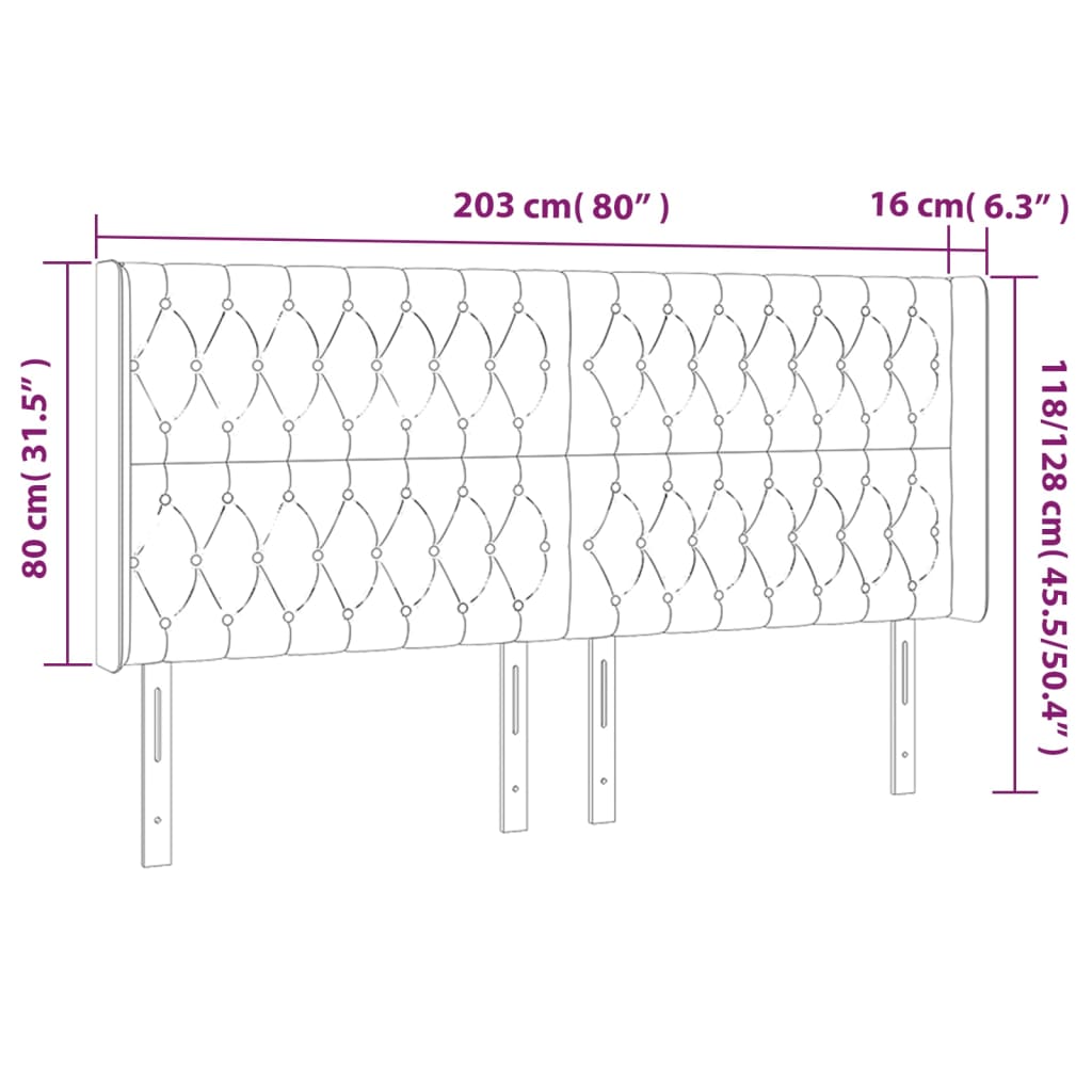 Čelo Postele Typu Ušák Taupe 203X16X118/128 Cm Textil