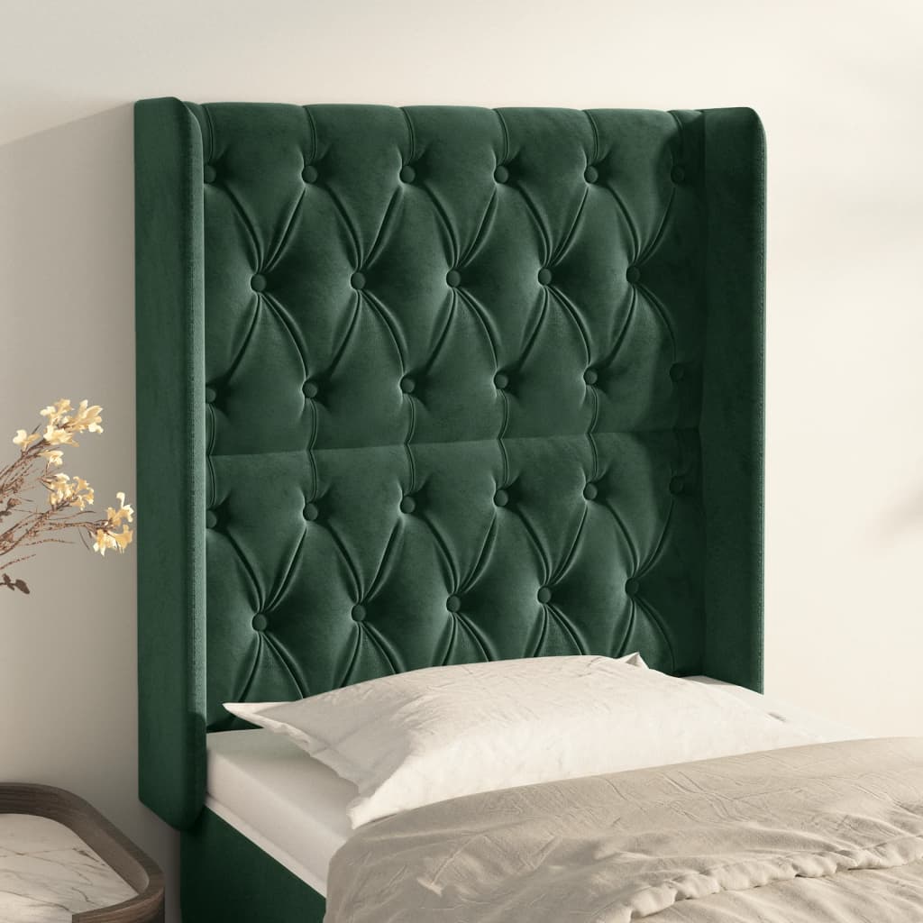 Čelo Postele Typu Ušák Tmavě Zelené 83X16X118/128 Cm Samet