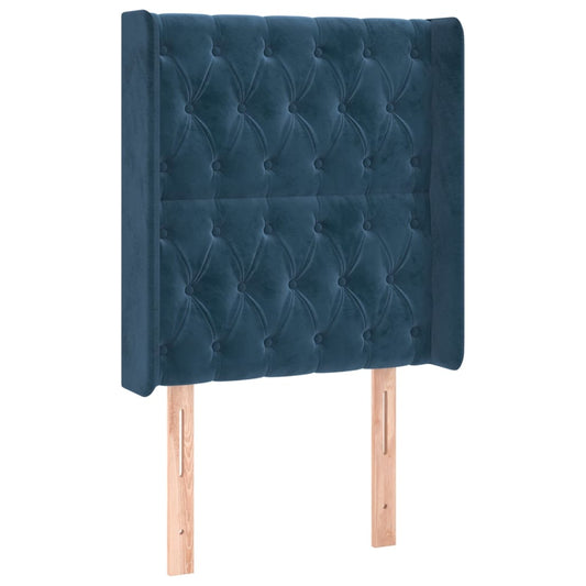 Čelo Postele Typu Ušák Tmavě Modrá 83X16X118/128 Cm Samet