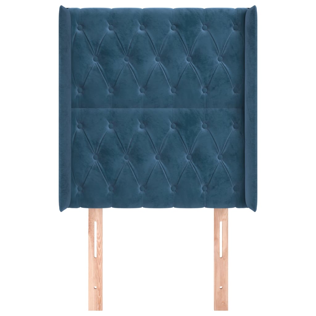 Čelo Postele Typu Ušák Tmavě Modrá 83X16X118/128 Cm Samet