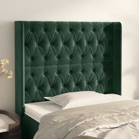 Čelo Postele Typu Ušák Tmavě Zelené 93X16X118/128 Cm Samet
