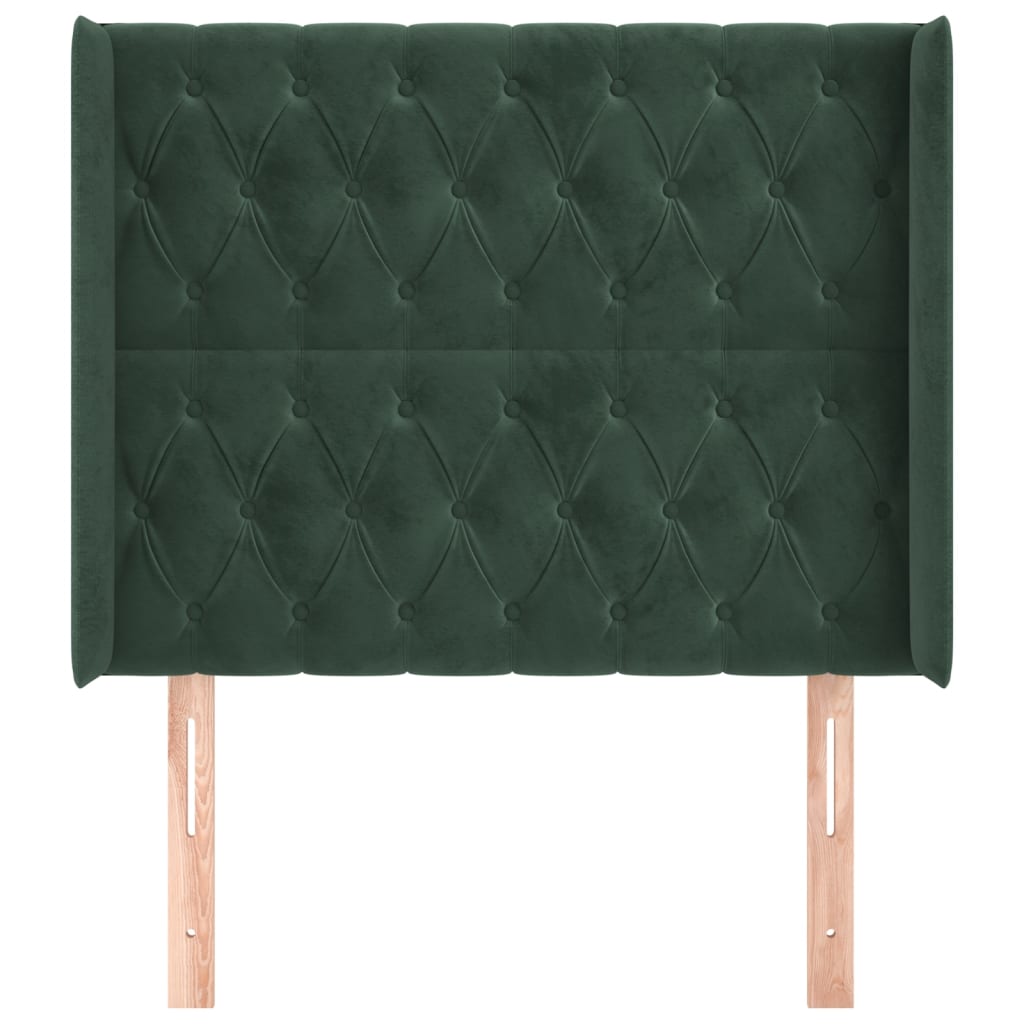 Čelo Postele Typu Ušák Tmavě Zelená 103X16X118/128 Cm Samet