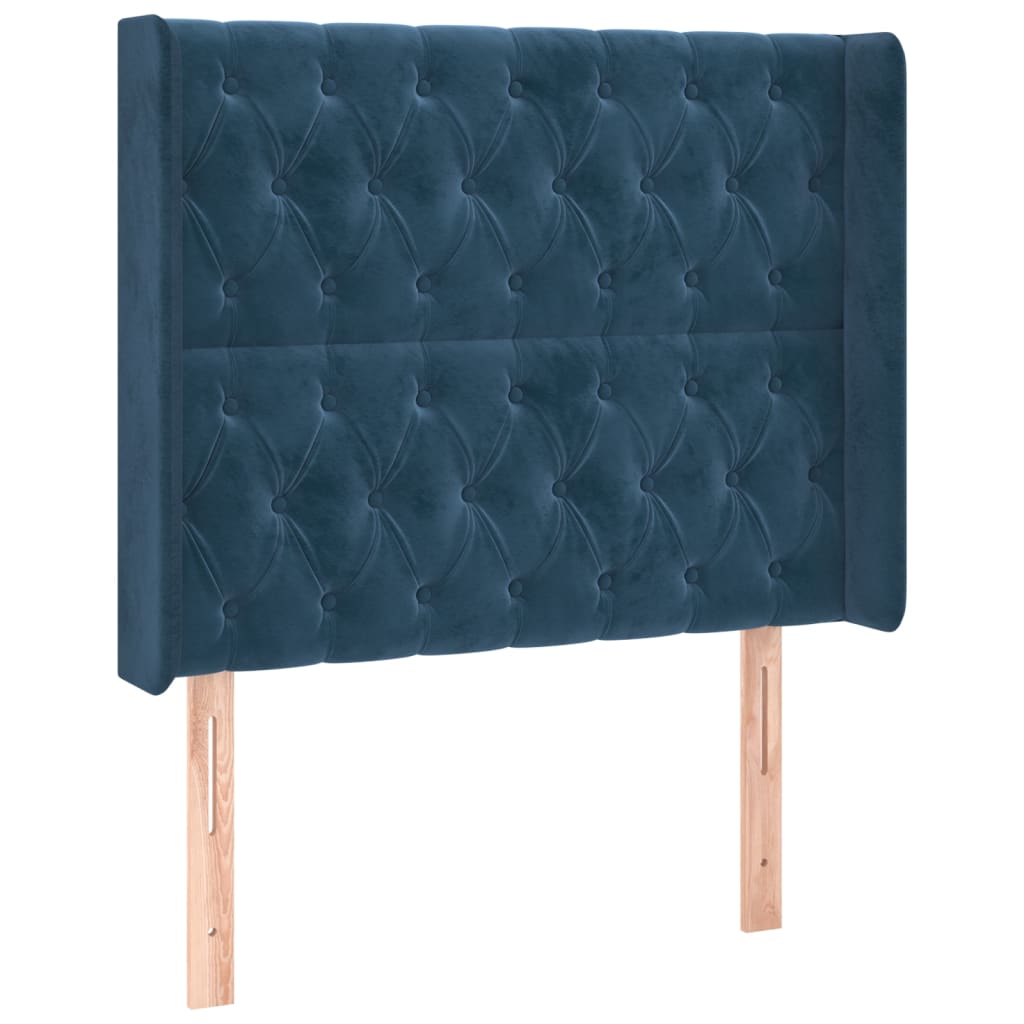 Čelo Postele Typu Ušák Tmavě Modrá 103X16X118/128 Cm Samet