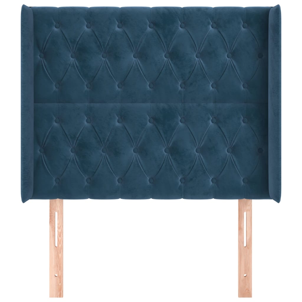 Čelo Postele Typu Ušák Tmavě Modrá 103X16X118/128 Cm Samet