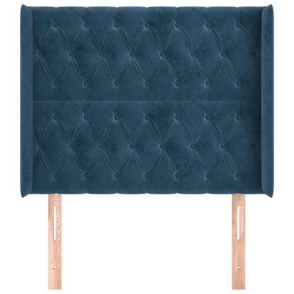 Čelo Postele Typu Ušák Tmavě Modrá 103X16X118/128 Cm Samet