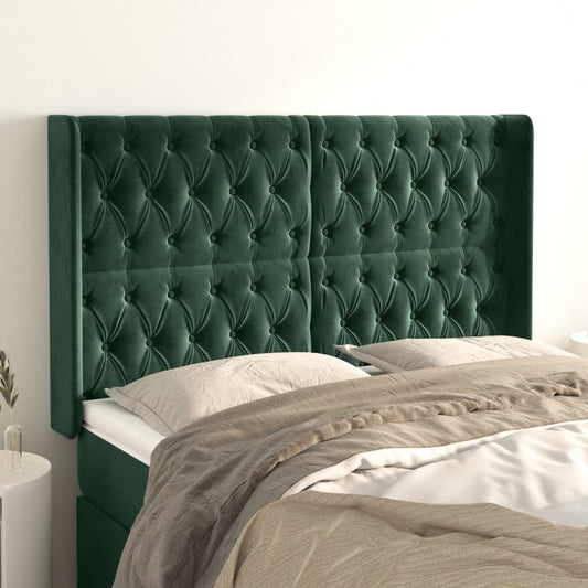 Čelo Postele Typu Ušák Tmavě Zelená 147X16X118/128 Cm Samet