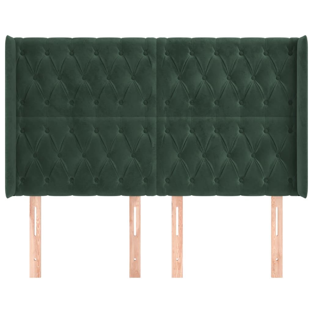 Čelo Postele Typu Ušák Tmavě Zelená 163X16X118/128 Cm Samet