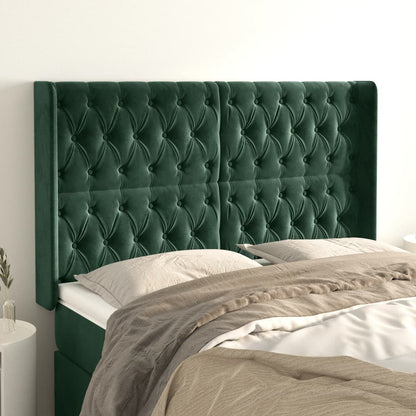 Čelo Postele Typu Ušák Tmavě Zelená 163X16X118/128 Cm Samet