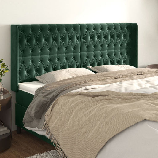 Čelo Postele Typu Ušák Tmavě Zelená 183X16X118/128 Cm Samet