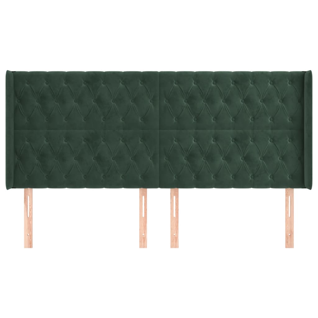 Čelo Postele Typu Ušák Tmavě Zelená 203X16X118/128 Cm Samet