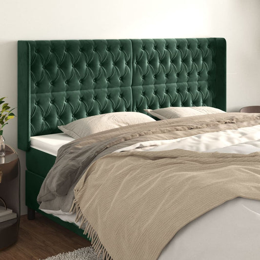 Čelo Postele Typu Ušák Tmavě Zelená 203X16X118/128 Cm Samet