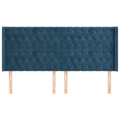 Čelo Postele Typu Ušák Tmavě Modrá 203X16X118/128 Cm Samet